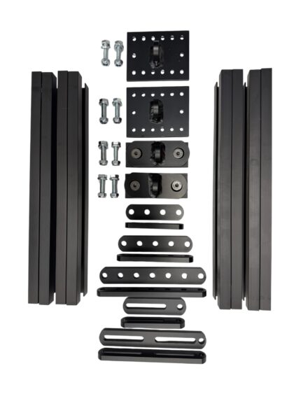 Detaljbilde av Starflex vertikalt skinnesett for Euroslider med justerbare veggfester, takfester og monteringsbolter 34cm