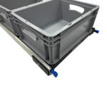 Detaljbilde av Starflex Euroslider teleskopskinne med euroboks montert – kraftig uttrekkssystem for Carthago bobil